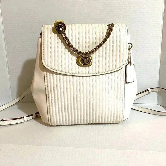 Coach white mini convertible leather backpack - Picture 6 of 12